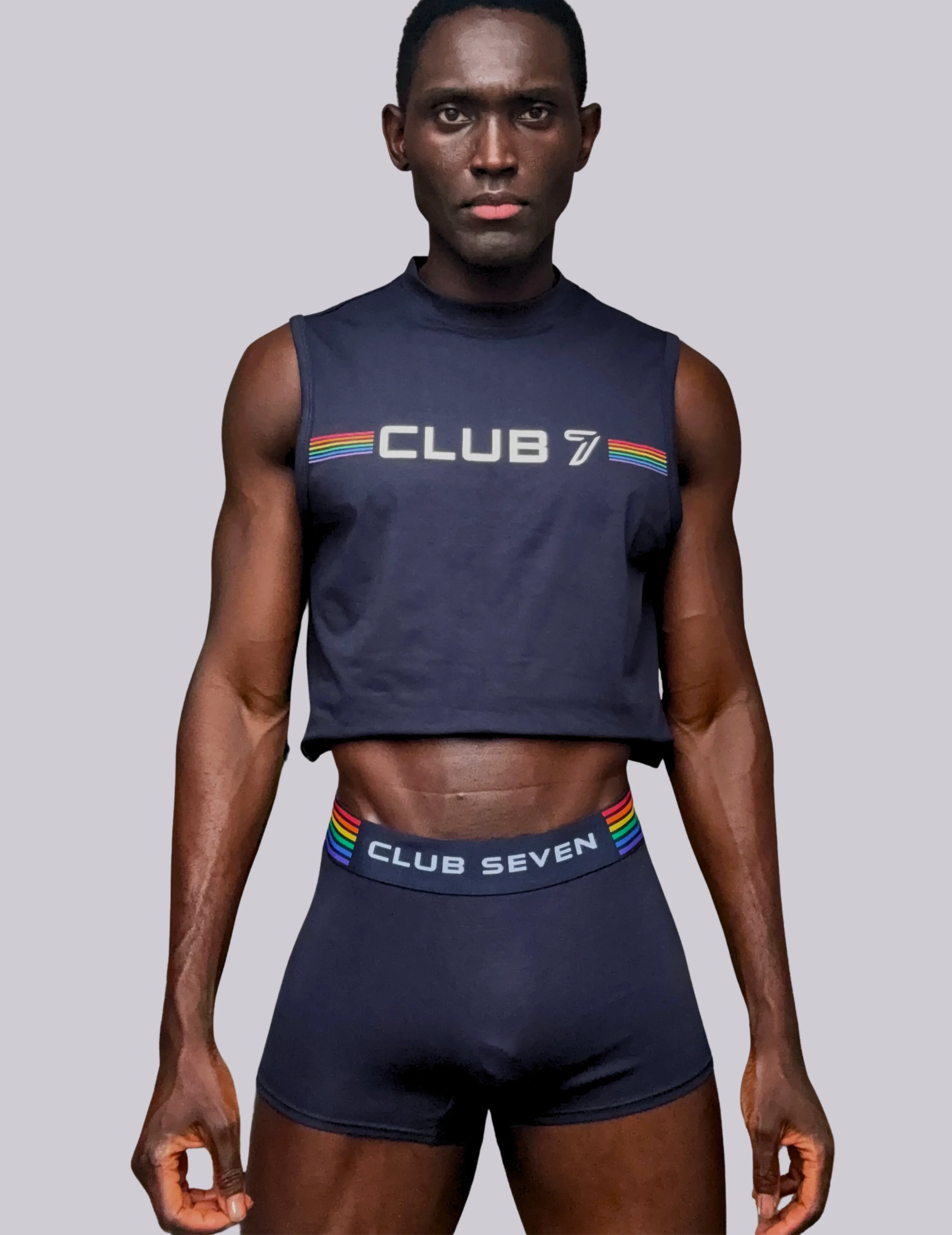 Rainbow Pride Navy Crop Top - Image 4